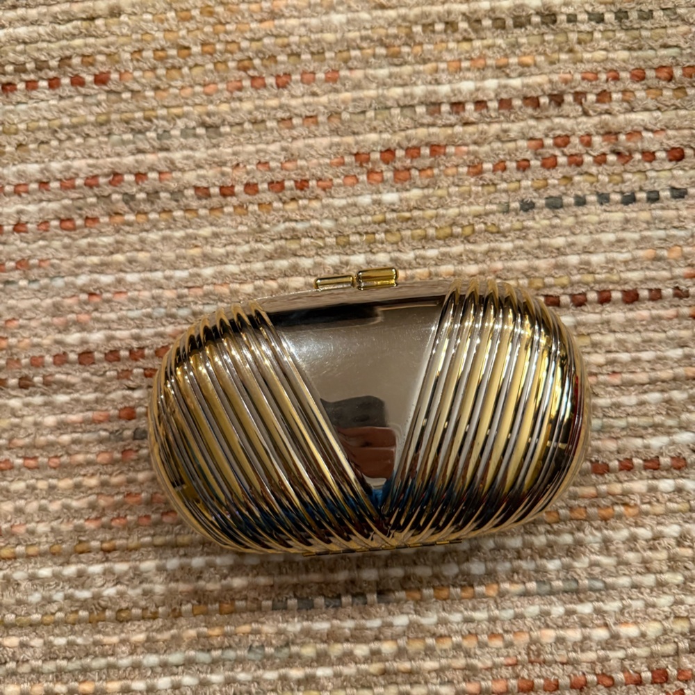 Gold and Silver Striped Clutch